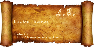 Licker Bence névjegykártya